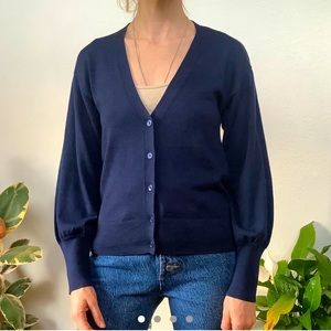 Navy Marino Wool Cardigan